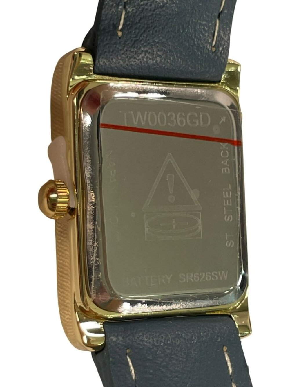 Time And Tru Gold-Tone Square Watch Blue Synthetic Strap Women's O/S BOXED NEW - Picture 3 of 5